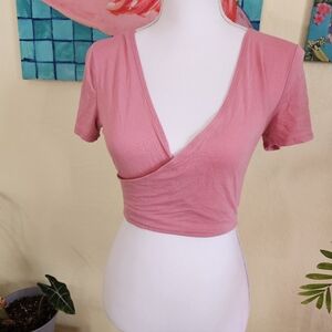 Women's Dusty Rose Wrap Crop Top - Unbranded